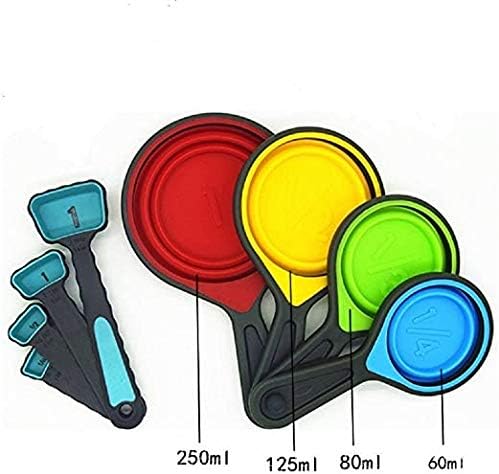Silicone Collapsible Measuring Cup- 8 pcs Collapsible Food Grade Silicone Measuring Cups and Spoons Set