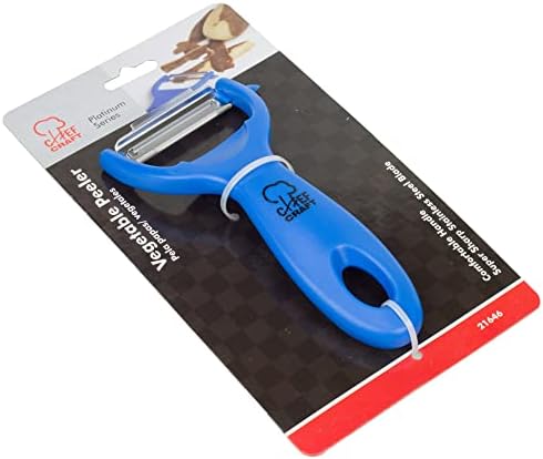 Chef Craft Classic Stainless Steel Blade with Plastic Handle Vegetable Peeler, 5.5 inch, Blue