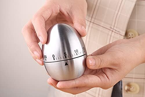 Egg Timer Wind up Kitchen Cooking Timer Reminder Mechanical Reminder Cute Mechanical Rotating Alarm with 60 Minutes for Cooking (Silver)