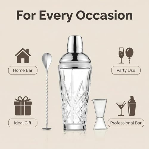 18.5oz Deep-Cut Crystal Cocktail Shaker Set