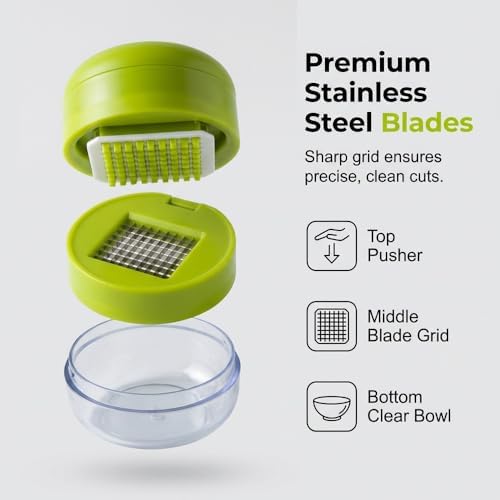 Mini Garlic Chopper & Press with Container, Manual Garlic Mincer Dicer, 3PCS