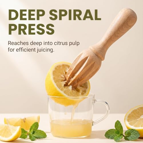 Wooden Citrus Reamer,Handheld Hand Citrus Lemon Juicer,Portable Fruit Squeezer,Kitchen Juicing Tool,Manual Orange Lemon Juice Reamer for Daily Home Bar Cafe Restaurant Use