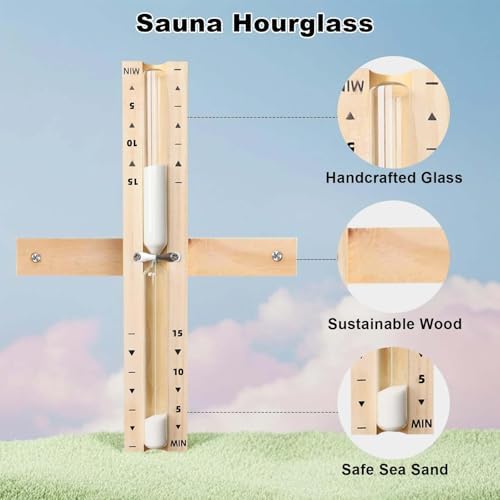30 Minute Sauna Sand Timer, Rotating Wooden Sauna Hourglass with White Sand, Heat Resistant Hour Glass Timer for Sauna SPA Room