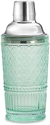 Godinger Cocktail Shaker, Martini Shaker, Glass Cocktail Shaker, Vintage Decor - 17oz, Claro Collection, Green