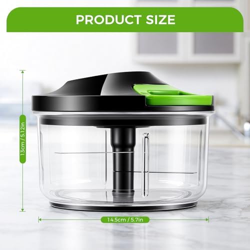 800ML Onion Chopper, Large Hand Pull String Vegetable Food Chopper, Black