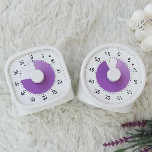 Tiempo Round 60-Minute Visual Analog Timer, Pause Function, 6 Alarm Modes, Magnetic Productivity Focus Desk Timer for Kids, ADHD, Study, Work, Kitchen, Purple
