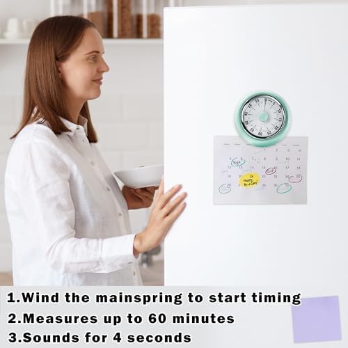 60-Minute Magnetic Visual Timer, Silent Operation and No Battery Needed, Time Management Tools for Kitchen, Homeschool Desk, Office Meetings & Home Learning Timer (Green)