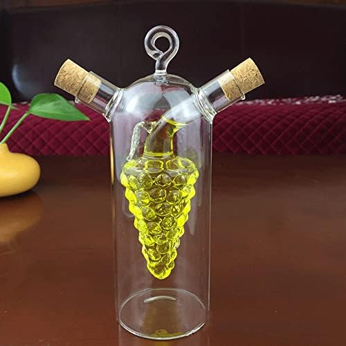 2 in 1 Olive Oil Vinegar Dispenser Cruet, Clear Glass Vinegar and Oil Bottles, Double Pourer Spout Oil Dispenser Bottle for Kitchen Cooking Container (Pack of 2)