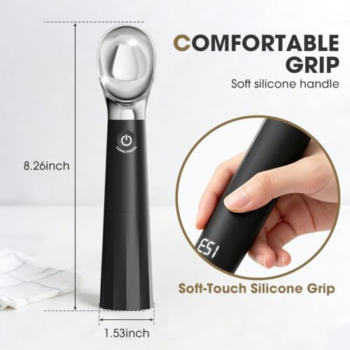 Snuggery Heated Ice Cream Scoop with LED Display, Gift for Ice Cream Lovers