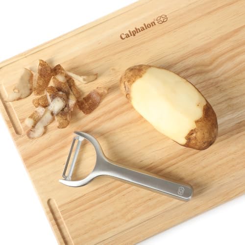Calphalon Stainless Steel Vegetable Peeler with Swivel Blade, Ergonomic Non-Slip Grip Handle for Fruits & Vegetables, Kitchen Peeler for Smooth Peeling & Meal Prep