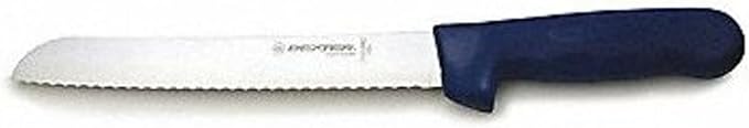 Dexter-Russell S162-8SCC-PCP Sani-Safe (13313C) Bread Knife, 8", Scalloped Edge, Stain-Free, high-Carbon Steel, Textured, Polypropylene Blue Handle, Perfect Cutlery Packaging, NSF Certified