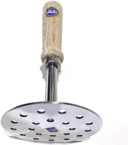 Sahishnu Online & Marketing Potato Masher, Masher for Potatoes, Bean Masher, Potato Crusher, Stainless Steel Smooth Potato Masher Ricer Presser With Wooden Handle