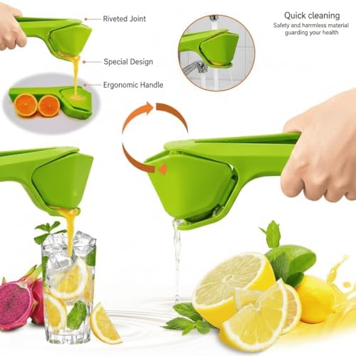 Lemon Squeezer, Easy Squeeze Manual Lemon Juicer, Lime Squeezer Folds Flat Design For Saving Space Storage, Effortless Hand Citrus Juicer for Lemon, Lime, Citrus, Orange, Fruits (Green)