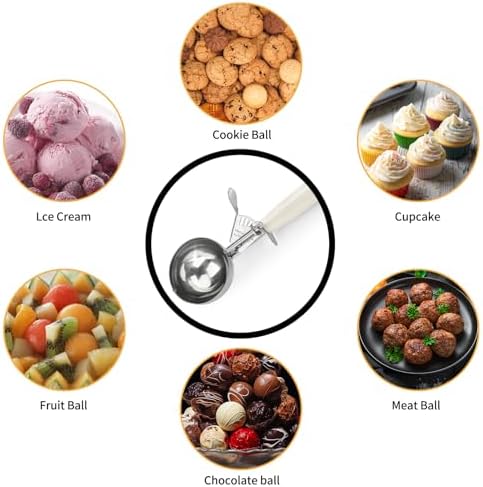 Portion Scoop - Disher, Cookie Scoop, Food Scoop - Portion Control - 18/8 Stainless Steel, Milk White Handle (#10 / 3oz)
