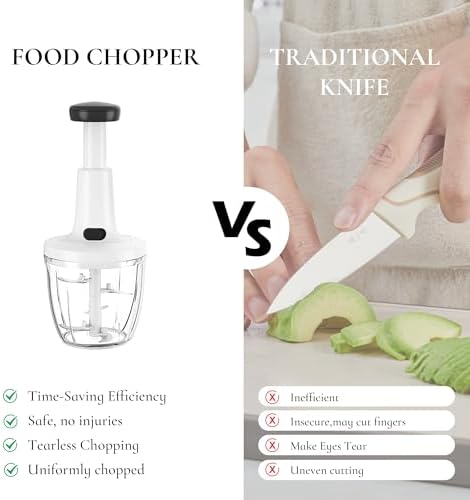 Manual Hand‑Push Food Chopper, Vegetable Dicer Mincer for Onion Garlic