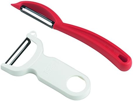 Kuhn Rikon Vegetable Peeler Set, Swiss Carbon Steel Peelers for Potatoes and Fruits, Ergonomic Kitchen Peeler Set, Ultra Sharp, 2 Piece