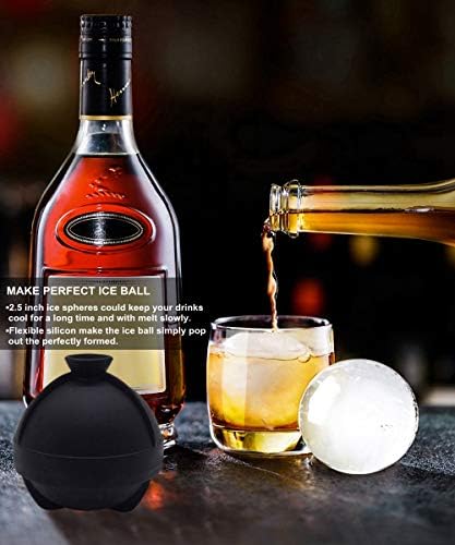 Silicone Ice Ball Molds with Built-in Funnel for Whiskey,Set of 4