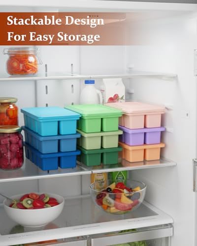 Large Silicone Ice Cube Trays with Lids, ZDPMK 3 Pack Large Ice Cube Molds for Whiskey, Easy-Release 2 Inch Square Big Ice Cube Molds for Freezer, Cocktails, Iced Coffee, Dishwasher-Safe