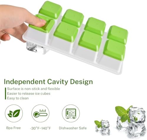 Ice Cube Tray with Lid, 3-Pack Large Silicone Ice Cube Tray