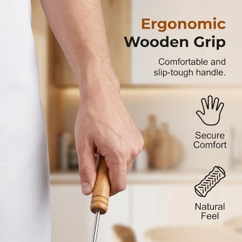 Corn Peeler Stainless Steel Corn Cob Stripper Tool Wooden Handle (3)