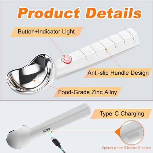 Heated Ice Cream Scoop, Fast Heating Electric Scooper, Rechargeable
