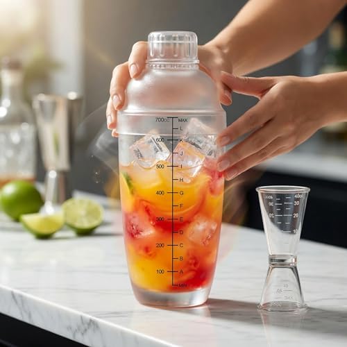 Homestia 3 Pcs Plastic Cocktail Shaker Set, Hand Drink Mixer (700cc / 24oz)