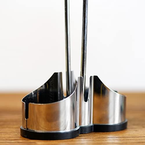 Oil and Vinegar Dispenser Set with Stainless Steel Holder,Clear Glass Olive Oil Dispenser Bottle