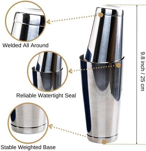 BARIANTTE Weighted Boston Cocktail Shaker - Large 28oz & 18oz, Professional Bartender Shaker Set