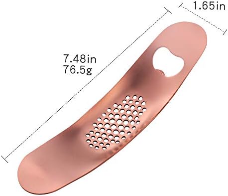 Stainless Steel Garlic Press Mincer,Kitchen Gadget with Handle,Easy Use &Clean, Dishwasher Safe,for Nuts & Seeds (Rose Gold)