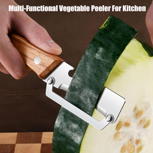 Vegetable Peeler Zero Snag Wooden Peeler, Stainless Steel Kitchen Peeler with Open Blade, No Clog Smooth Peeling, Fruit and Vegetable Peeler with Wooden Handle (3 Pcs)
