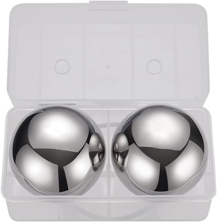 Whiskey Stones Stainless Steel Large Reusable Ice Balls Round Metal Ice Cubes for Whiskey Drinks Set of 2