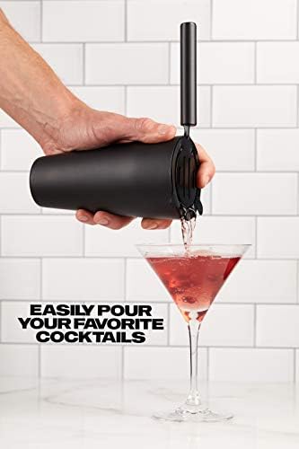 9-Piece Cocktail Shaker Bartender Kit with Stand, Matte Black Bar Tools