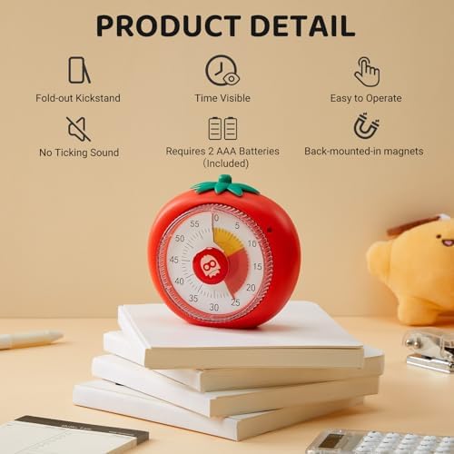 Magnetic Visual Timer, 60-Minute Countdown for Kitchen Classroom Homework