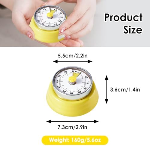 Visual Timer Teeloray 60-Minute Countdown Timer with Magnetic Base (Yellow)