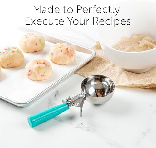 Restaurantware 0.8 Ounce Portion Scoop, 1 Trigger Release Stainless Steel Cookie Scoop - With Orchid Handle, Stainless Steel Disher, For Portion Control, Cookie Dough, Cupcake Batter, Or Ice Cream