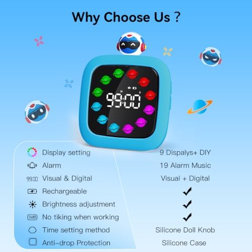 Yunbaoit Digital Visual Timer for Kids, 99-Minute Countdown, Rechargeable