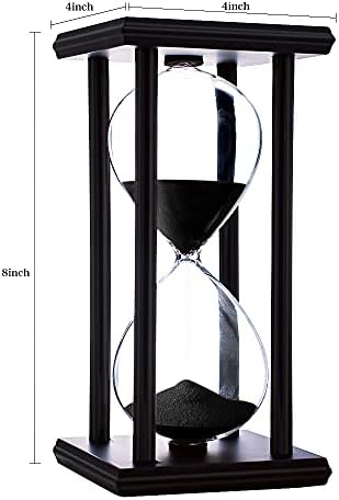 BELLAWARE Hourglass Timer with Black Sand, 60 Minute Wooden Sand Timer