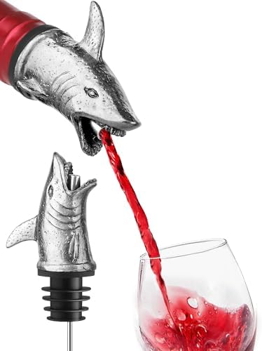 Animal Wine Pourer Spout, Drip Free Bottle Pourer & Stopper for Wine and Liquor Bottles, Funny Gift for Men, Dad, Hostess and Housewarming, Bar Cart Accessory for Holiday Party Decor, Multiple Animal