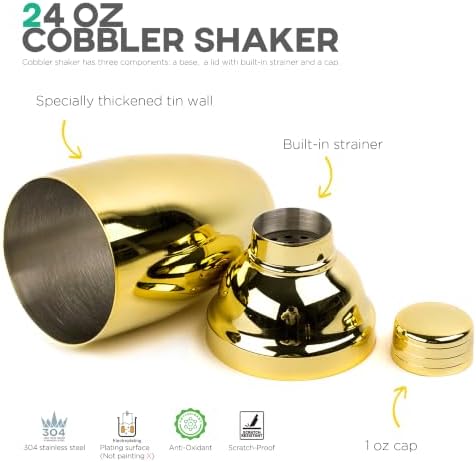 Homestia 11-Pieces Gold Cocktail Shaker Set Bartender Kit – Bar Tools Set