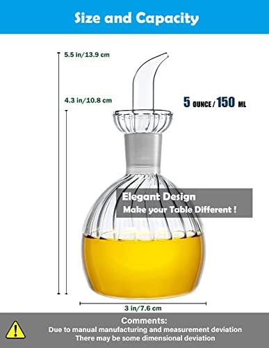 5 oz/150 ml Olive Oil & Vinegar Dispenser with Non Drip Spout - Dispensing Bottle for Kitchen, BBQ and Bathroom (Pack of 2)