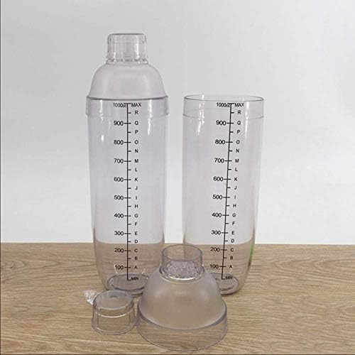 2 Pcs Plastic Cocktail Shaker,Drink Mixer Boba Tea Shaker,Professional Bar Tools Set (33oz/1000cc)