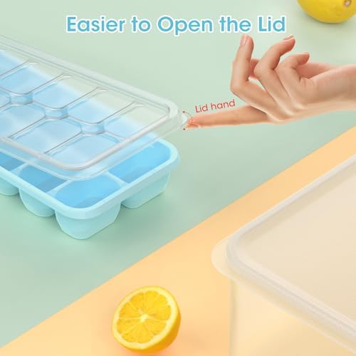 DOQAUS Ice Cube Tray with Lid and Bin,4 Pack Ice Cube Trays for Freezer