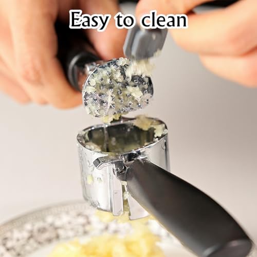 Garlic Press Mincer, Crusher Set with Removable Chamber - Ergonomic Handle, Dishwasher Safe, Easy to Clean for Kitchen, Cooking, Restaurants