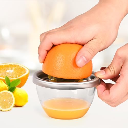 Stainless Steel Manual Citrus Juicer,Lemon Orange Lime Juicer,Extract More Juice & Pulp,10oz/300ml