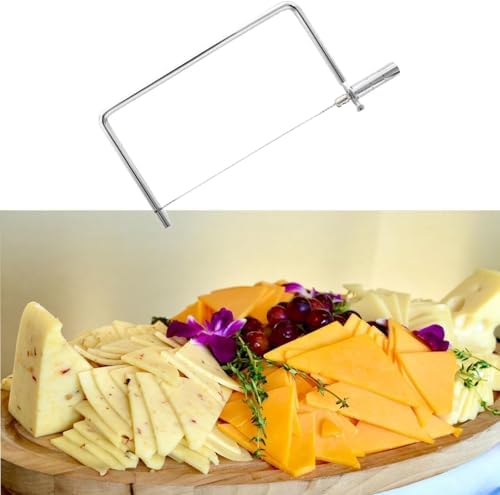 Cheese Cutter Board Accessories Kitchen Knife Marble Block Cheese Slicer Stainless Steel Components DIY for Making Giftable Cheese Cutting Boards with Hardware Cheese Slicer Kit(4Slicer+16Wires)7.5“