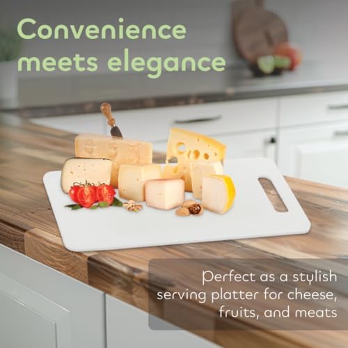 Luciano Housewares Durable Plastic Cutting Board, Chopping Board for Kitchen Use, Ideal for Cutting Vegetables, Fruits, and Meats, Kitchen Essentials, White, 13.25" x 10"
