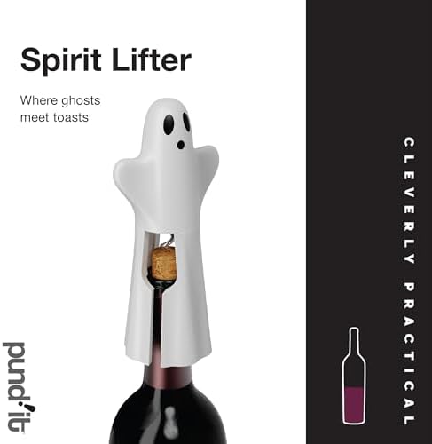 Pund'it Spirit Lifter, Ghost Themed Corkscrew Wine Bottle Opener with Stainless Steel Foil Cutter