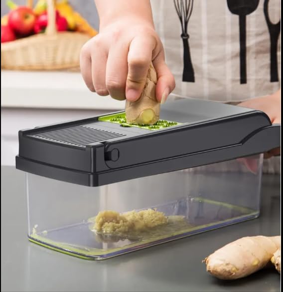 Pro Vegetable Chopper with 8 Blades:Mandoline Onion , Egg Separator Cutter,Food Slicer with Container for Kitchen