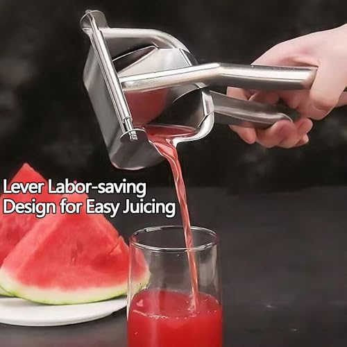 Lemon Squeezer, 304 Food Grade 18/8 Stainless Steel Manual Juicer with Ergonomic Grip, Silver