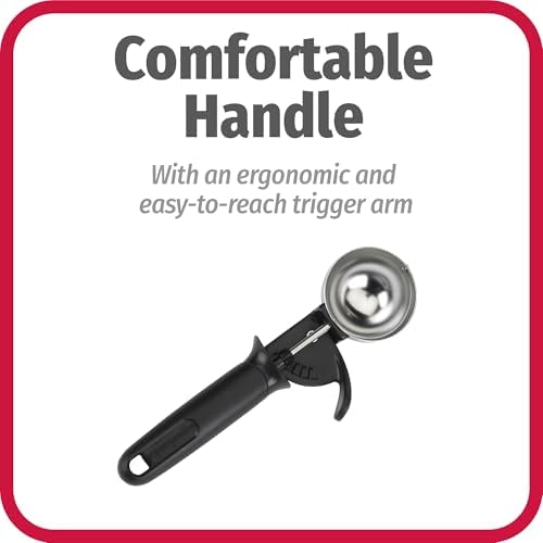 GoodCook Deluxe Ice Cream Scoop with Trigger With Comfortable Grip & Easy-Release Lever Dishwasher Safe, 2-Ounce Scoop, Black